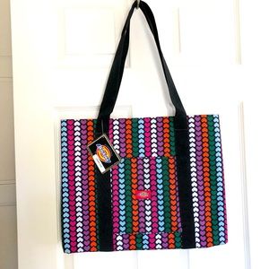 Dickies lightweight tote bag multi color hearts front pocket